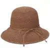 Sombrero de Paja Sencillo de Ganchillo con Lazo para Mujer, Sombrero de Sol de Ala Ancha para Viajes de Verano, Sombrero de Paja de Papel Tejido Versátil