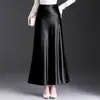 Falda de satén de acetato estilo sirena para mujer, nuevo estilo otoño 2026, de cintura alta, falda línea A que estiliza con una caída elegante y fluida