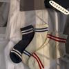 Calcetines Blancos Estilo Japonés Mujer Ins Trendy Primavera y Otoño Calcetines de Media Caña para Mujer Calcetines de Algodón Calcetines Deportivos Rayados Calcetines Cortos Estilo Academia