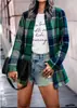 2026 Comercio Exterior Transfronterizo Otoño/Invierno Europeo y Americano para Mujer Cárdigan de Lana Holgado con Estampado de Cuadros Manga Larga Bolsillo