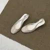Zapatos de Mujer Estilo Coreano Sandalias sin Talón de Punta Redonda 2026 de Moda Verano Nuevos Planos para Commuter con Correa Trasera de Charol