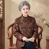 Ropa de primavera y otoño para mujeres de mediana edad y mayores estampado de estampado en caliente nuevo estilo chino chaqueta de longitud media ropa para madres cuello alto traje Tang top casual