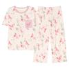 Pijama de verano de algodón fino de manga corta para mujer, pantalones cortos, traje holgado de talla grande, ropa de hogar de algodón cómoda que absorbe la humedad