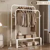 Cabide de Chão para Quarto, Uso Doméstico, Varal Móvel de Dupla Haste, Cabide de Parede para Quarto, Armazenamento de Roupas Interno, Cabideiro