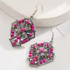Pendientes Turquesa de Venta Caliente Transfronteriza Pendiente Colgante de Cruz de Diamante Exagerado Retro Estilo Étnico para Mujer
