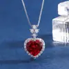 Joia de conjunto de brincos e colar com pedra principal 8*12 e pingente 10*14, cor vibrante de joia de diamante imitação de sangue de pombo, popular na internet