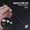 Kit de ferramenta para limpeza de ouvidos com haste de pena de ganso com posicionador de agulha de prata, fio de aço mais cabeça pequena para remover cera, varrer pelos do ouvido