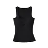 Top Regata Sexy Decotado para Primavera e Verão com Bojo, Decote U, Elástico, Justo ao Corpo, Modelador da Cintura, Sem Mangas, Camisola para Mulheres