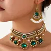 1 Conjunto de Colar e Brincos Femininos Elegantes Personalizados com Diamantes Brilhantes Estilo Étnico do Oriente Médio Retrô da Moda 5 Flores Pequenas Joias Femininas