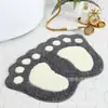 Tapete de Chão Imitação Caxemira com Formato Irregular de Pegada Simples para Banheiro de Casa, Capacho Absorvente de Água Secagem Rápida, Tapete de Banheiro Desenho Animado
