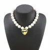 Estilo Exagerado Transfronterizo Europeo y Americano Colgante de Corazón Dorado Brillante Pulsera de Cuentas de Colores Contrastantes Collar de Cadena de Cuentas Acrílicas