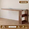 Escritorio Doble de Madera Maciza Mesa de Estudio para Adultos en Casa Mesa Larga para Dormitorio Armario de Almacenamiento Mesa de Ordenador Retráctil Integrada