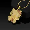 Colar Pingente Gatinho Hello Fofo Mais Vendido Transfronteiriço para Mulheres, Joia Corrente de Suéter Desenho Animado Hip-Hop, Em Estoque na Fábrica