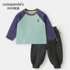 Conjunto Duas Peças Kaka Panda Manga Longa e Calça Longa Infantil Roupa de Outono para Meninos Conjunto Casual de Outono para Meninas Roupas Modernas para Bebês e Crianças