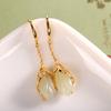 Pendientes de plata de ley s925 con incrustaciones de jade hetiano natural bañados en oro, diseño simple de nicho para mujer