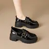 Nuevos mocasines de charol 2026 para mujer, suela gruesa, tacón grueso, estilo británico retro, versátiles, que aumentan la altura, zapatos simples JK