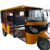 Veículo de Mobilidade Coberto a Gasolina, Tuk-tuk de Passageiros com Três Fileiras, Triciclo Turístico para Passeio em Pontos Turísticos