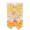 Conjunto de tres piezas de accesorios para el cabello para niños, diadema de ala ancha con lazo grande, hecha a mano, de algodón liso y estampado, transfronteriza entre Europa y América.