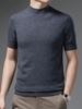 Suéter de lana de manga corta para hombre verano camiseta de lana entera moda casual tejido camisa de media manga joven y mediana edad camiseta básica