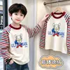 Camiseta de Manga Larga Raglán de Felpa para Niños Primavera Otoño Invierno Elegante para Niños Capa Base Versátil Top de Capa Base Cálido para Niños