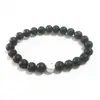 Pulsera de Ágata Negra Mate Pulsera de Pino Blanco Piedra Volcánica Pulsera para Hombres Europea y Americana Pulsera de Pareja Negra y Blanca Se Vende Regalos