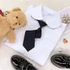 Uniforme Jk Camisa Básica Blanco Leche con Tapeta de Esquina y Tapeta de Botones Superior Versátil para Estudiante Estilo Japonés de Manga Corta