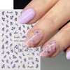 Pegatinas Transfronterizas para Uñas Nuevas Estilo Fresco Primavera y Verano Flores Moradas Pequeñas con Estambres Dorados Pegatinas Adhesivas para Uñas