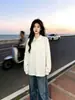 Moletom polo jacquard texturizado estilo coreano para homens e mulheres, pulôver de manga longa folgado estilo vintage old money para casais no outono