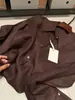 ¡Muy recomendable! Vibras de dinero viejo de alta gama~ Camisa casual de trabajo de mezcla de lino con cuello, estilo coreano, color café, para mujer