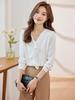 Caqui Camisa de Manga Comprida Camisa Feminina 2025 Primavera e Outono Nova Chegada Alça Elegante Moda Commuter Maré Top