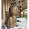 Gran Escultura Adorno de León de Cobre Puro para Entrada de Empresa, Bestia Propicia, León de Cobre Fundido, Fábrica de Producción Hao Rui
