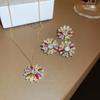 Brincos Flor Colorida com Zircônia Estilo Retro Luxo Leve com Banho de Ouro Real, Brincos Elegantes de Nicho de Alta Qualidade para Mulheres
