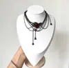 Collar de Dragón y Rosa Estilo Gótico Oscuro, Cadena para Clavícula con Borla Vintage Intrincadamente Elaborada, Gargantilla de Diseño de Nicho