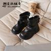 Botas de Moda Femininas Outono e Inverno Novo Estilo Coreano Estilo Britânico Infantil Botas Martin Confortáveis Botas de Couro Marrom Dupla de Algodão