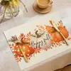 Nuevo producto transfronterizo: Manteles individuales de lino para Acción de Gracias de otoño, decoración cuadrada para comedor, manteles nórdicos festivos aislantes del calor para mesa