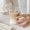 Taza de agua de vidrio con patrón vertical, ajustada a la cintura, de borosilicato transparente de una sola capa, taza de café con rayas para el hogar, taza de leche para el desayuno