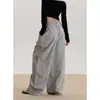 Pantalones de chándal anchos retro con estampado de letras estilo americano para mujer, pantalones atléticos casuales holgados con cordón, nueva tendencia de moda urbana