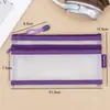 Bolsa para bolígrafos impermeable tamaño A6 coreana, bolsa con cremallera de malla transparente, bolsa de almacenamiento de doble capa de gran capacidad, bolsa para tarjetas de identificación, bolsa de cosméticos