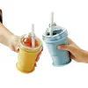 Taza Portátil Plegable de Hockey sobre Hielo Silicona de Grado Alimenticio Casera Taza con Popote para Bolas de Hielo Grandes Taza de Agua para Viaje Modelo Nuevo Creativo