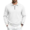 Comercio electrónico transfronterizo otoño/invierno camisa polo de jacquard a cuadros para hombre con media cremallera, suéter casual para hombre