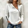 Pulôver com zíper gola redonda estilo urbano outono e inverno transfronteiriço europeu e americano Amazon, blusa feminina de manga comprida com corte solto