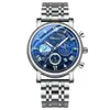 Reloj para Hombre CHENXI Noche Estrellada Van Gogh Esfera Multifunción Temporizador Marcadores Incrustados con Pedrería Reloj de Cuarzo de Lujo Ligero para Hombre