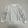 Moletom Japonês de Terry de Algodão Liso com Gola Redonda e Bordas Desfiadas, Novo Modelo de Primavera para Mulheres, Caimento Solto, Peça Versátil Casual de Manga Longa, Efeito Emagrecedor