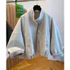Chaqueta de moda británica estilo europeo con cuello alto para mujer, nuevo modelo 2026, gabardina corta casual holgada con forro a rayas