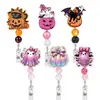 Porta credencial retráctil de Halloween Fantasma Rosa Murciélago Calabaza Clip retráctil para credencial de acrílico Porta identificación de oficina para personal médico