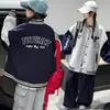 Roupa infantil, jaqueta de baseball casual de outono para meninas com bordado de coruja e color blocking, jaqueta de baseball para meninas estilo novo 2026