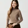 Bai Cai Rong Suéter de Punto de Cable de Cuerpo Entero de Cachemir Prenda Base para Mujer Manga Larga Cuello Medio Alto Holgado Cálido Agradable para la Piel