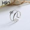 Estilo coreano s925 Sterling Silver Vintage Distressed Cross Ring Women's Personality Street Trendy Double-layer Twist Finger Ring
