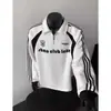 Moletom com Gola Polo para Homens e Mulheres, Zíper Parcial Pesado de Outono Top de Casal, Inverno Estilo Americano Marca Tendência Na Moda Jaqueta de Outono e Inverno