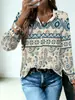 Camisas Personalizadas Transfronteiriças Europeias e Americanas Estampadas Digitalmente 3D para Mulheres Manga Longa Tamanho Plus Cardigan com Lapela Moda Roupa Feminina